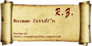 Rozman Zoltán névjegykártya